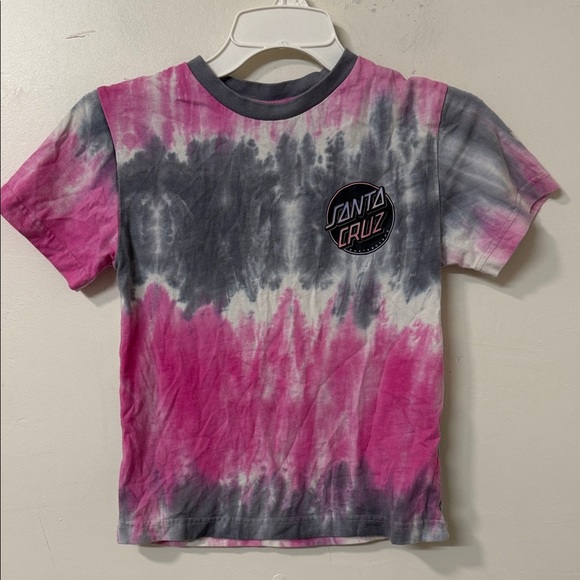 Santa Cruz Skateboards Other - Santa Cruz Skateboards Kids T-Shirt - Pink and Black Tie-Dye